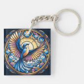 Majestic Bluebird Onder de Gouden Zon Sleutelhanger (Achterkant)