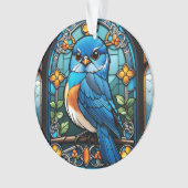 Majestic Bluebird Perched op Glas in lood Window Ornament (voorkant)