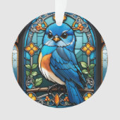 Majestic Bluebird Perched op Glas in lood Window Ornament (voorkant)