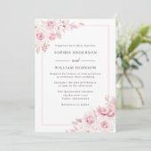 Majestic Blush Beauful Floral Waterverf Wedding Kaart (Staand voorkant)