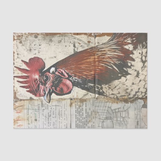 Majestic Boerderij Chicken Rooster Decoupage Tissuepapier (Voorkant)
