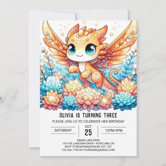 Majestic Boho Dragon Verjaardag Kaart (Voorkant)