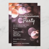 Majestic Bokeh Lights, Housewarming Party Invite Aankondiging (Voorkant / Achterkant)