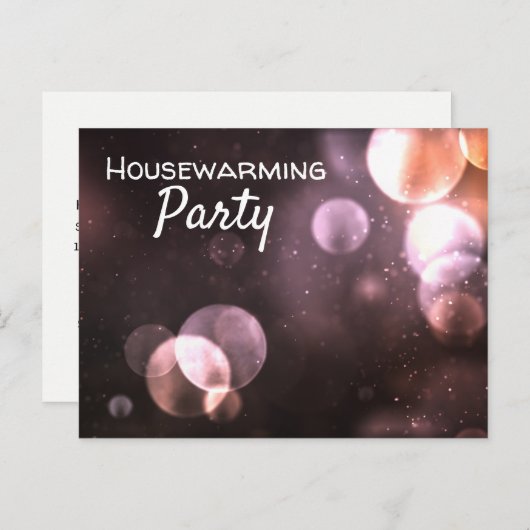 Majestic Bokeh Lights, Housewarming Party Invite Uitnodiging Briefkaart (Voorkant / Achterkant)