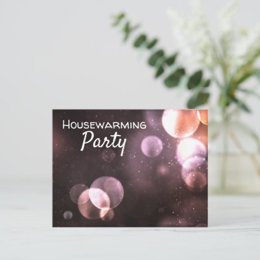Majestic Bokeh Lights, Housewarming Party Invite Uitnodiging Briefkaart (Staand voorkant)