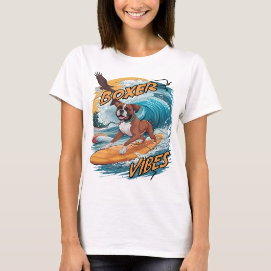 Majestic Boxer Surfer Verovering Waves T-shirt (Voorkant)