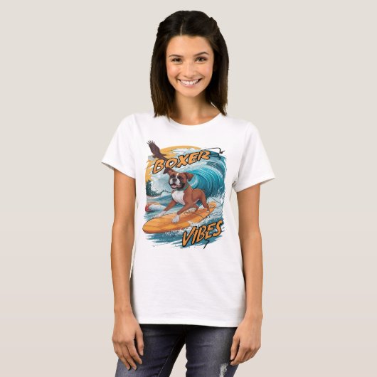 Majestic Boxer Surfer Verovering Waves T-shirt (Voorkant volledig)