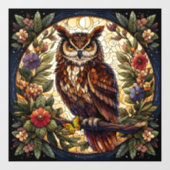 Majestic Brown Owl Glas in lood Window Cling Raamsticker (Vel)