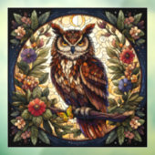 Majestic Brown Owl Glas in lood Window Cling Raamsticker (Vel 3)