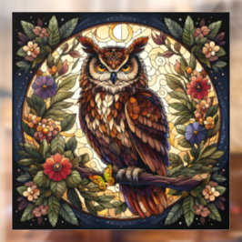 Majestic Brown Owl Glas in lood Window Cling Raamsticker