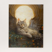 Majestic Bruin Tabby met Vleugels in Gouden Archwa Legpuzzel (Verticaal)