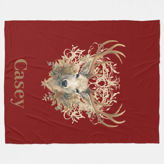 Majestic Buck - Aangepaste naam Fleece Deken (Voorkant (Horizontaal))