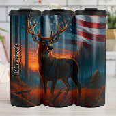 Majestic Buck Amerikaanse vlag zonsondergang Thermosbeker