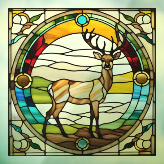 Majestic Buck Faux Glas in lood Raamsticker (Vel 3)