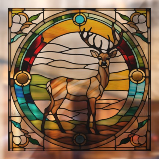 Majestic Buck Faux Glas in lood Raamsticker (Vel 2)