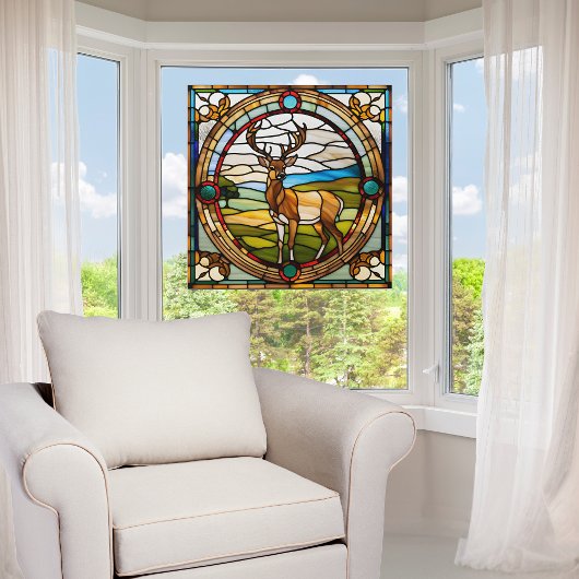 Majestic Buck Faux Glas in lood Raamsticker