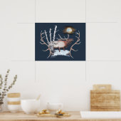 Majestic Bull Elk bugling in het maanlicht Poster (Keuken)