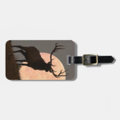 Majestic Bull Elk en Full Moon Rise Bagagelabel (Voorkant horizontaal)