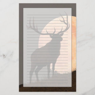 Majestic Bull Elk en Full Moon Rise Briefpapier