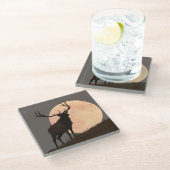 Majestic Bull Elk en Full Moon Rise Glazen Onderzetter (Schuin)