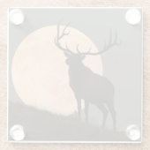 Majestic Bull Elk en Full Moon Rise Glazen Onderzetter (Achterkant)