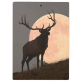 Majestic Bull Elk en Full Moon Rise Klembord (Achterkant)