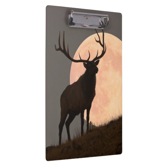 Majestic Bull Elk en Full Moon Rise Klembord (Rechts)