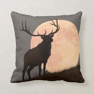 Majestic Bull Elk en Full Moon Rise Kussen