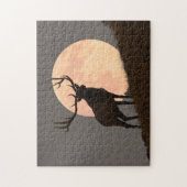 Majestic Bull Elk en Full Moon Rise Legpuzzel (Verticaal)