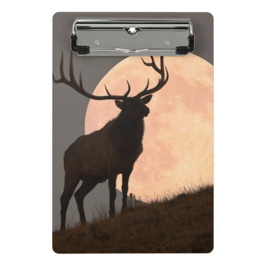 Majestic Bull Elk en Full Moon Rise Mini Klembord (Voorkant)