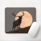 Majestic Bull Elk en Full Moon Rise Muismat (Met muis)
