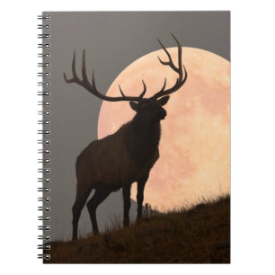 Majestic Bull Elk en Full Moon Rise Notitieboek