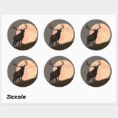 Majestic Bull Elk en Full Moon Rise Ronde Sticker (Vel)