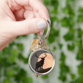 Majestic Bull Elk en Full Moon Rise Sleutelhanger (Hand)