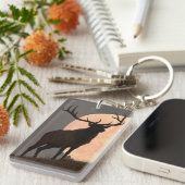 Majestic Bull Elk en Full Moon Rise Sleutelhanger (Voorkant Rechts)