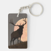 Majestic Bull Elk en Full Moon Rise Sleutelhanger (achterkant)