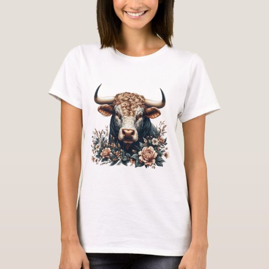 Majestic Bull in bloei T-shirt (Voorkant)
