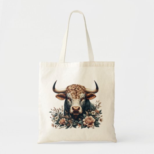 Majestic Bull in bloei Tote Bag (Voorkant)