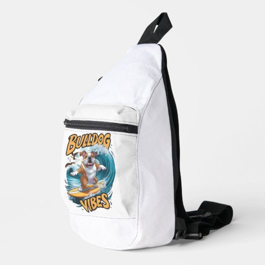 Majestic Bulldog Surfer Surfen Sling Bag (Rechterhoek)