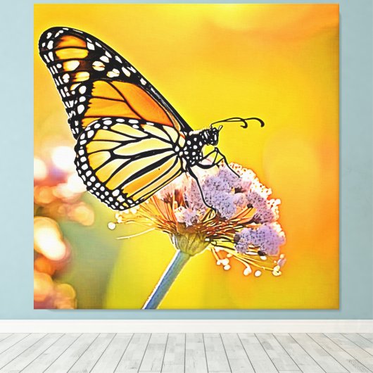 Majestic Butterfly Close Up Design Canvas Afdruk (Insitu (Houten vloer))