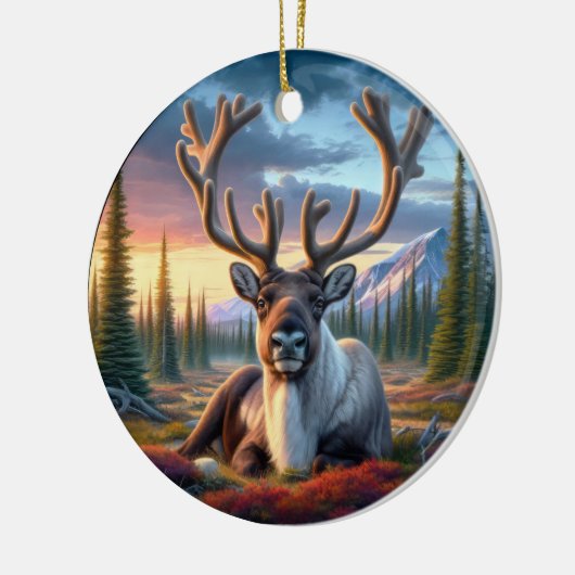 Majestic Caribou Keepsake Keramisch Ornament (Links)
