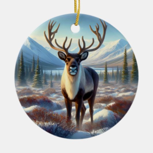 Majestic Caribou Keepsake Keramisch Ornament (Voorkant)