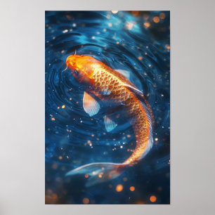 Majestic Carp Scales - Blauw en Goud Radiance Post Poster