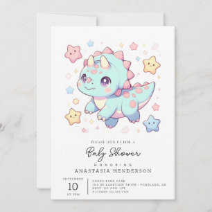 Majestic Cartoon Dinosaur Baby shower Kaart