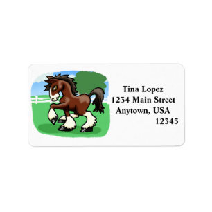 Majestic Cartoon Draft Horse Etiket