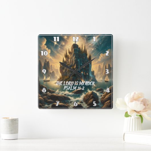 Majestic Castle Rising THE LORD IS MIJN ROTS Vierkante Klok (Huis)