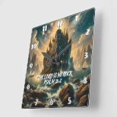 Majestic Castle Rising THE LORD IS MIJN ROTS Vierkante Klok (Hoek)