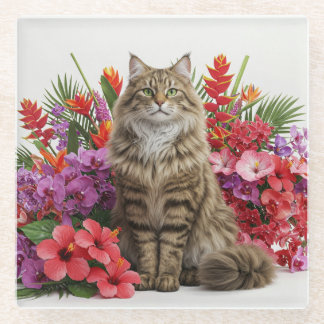 Majestic Cat Tropical Glass Onderzetter Design.