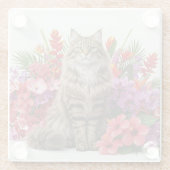 Majestic Cat Tropical Glass Onderzetter Design. (Achterkant)