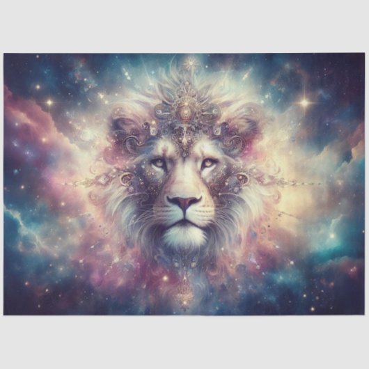 Majestic Celestial King Lion Decoupage Tissuepapier (Voorkant)